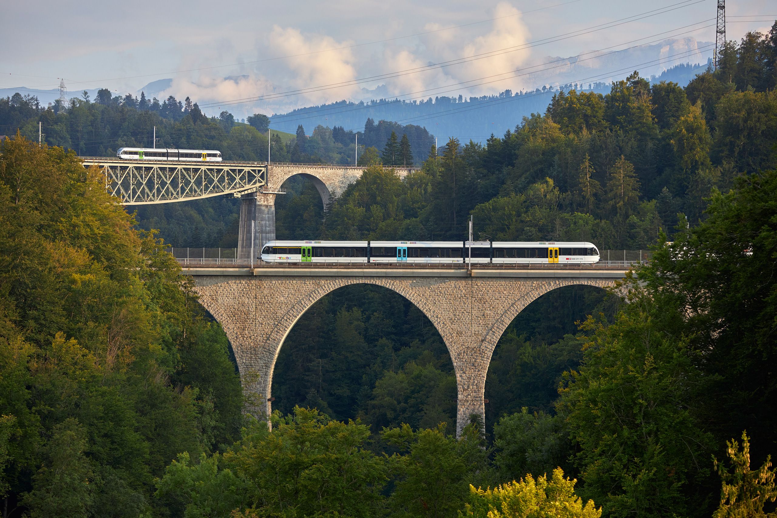 Thurbo fährt über Viadukt